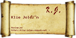 Klie Jolán névjegykártya