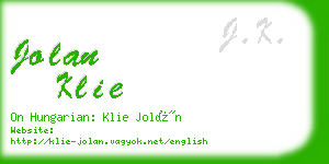 jolan klie business card